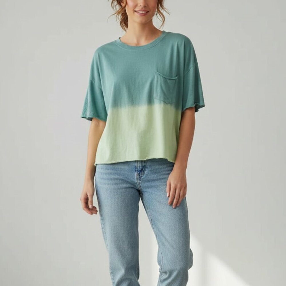 Abound Oversized Short Sleeve Crop Top 2 tone Green size M